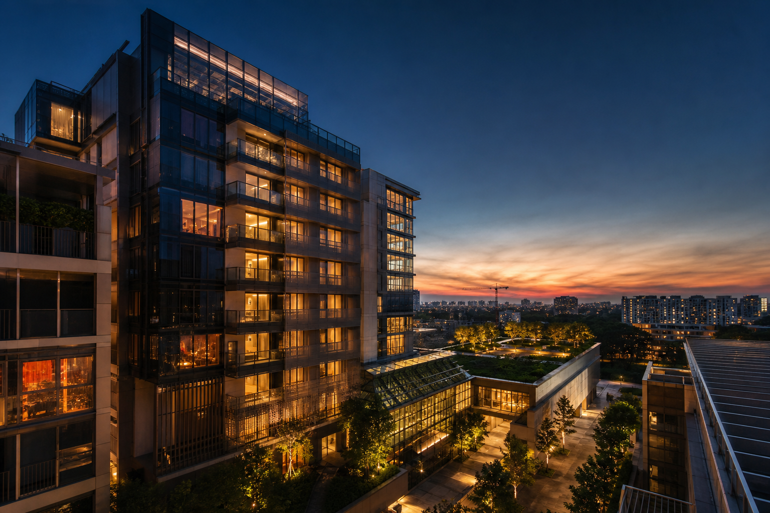 Completed development at dusk, Singapore